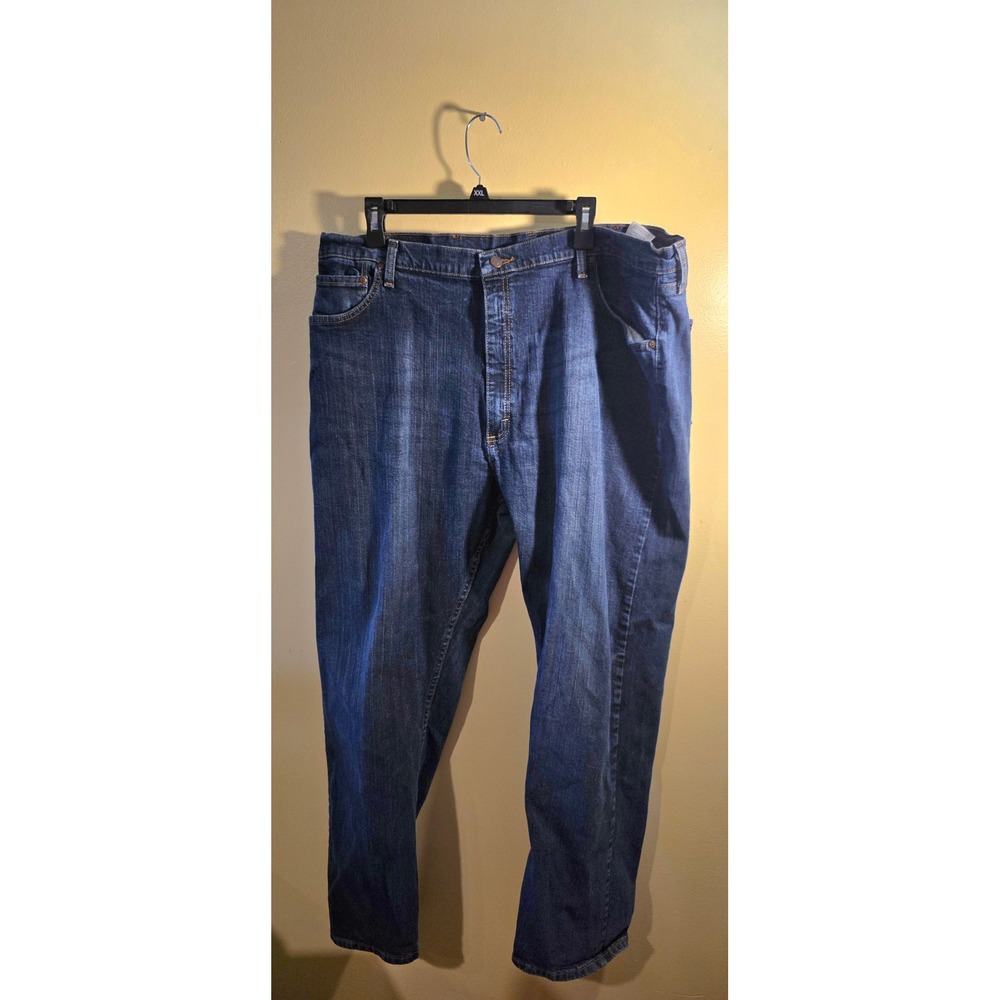Wrangler Relaxed Fit Jeans Mens 42x32 Dark Wash Denim 97FXWXD Stretch Cotton